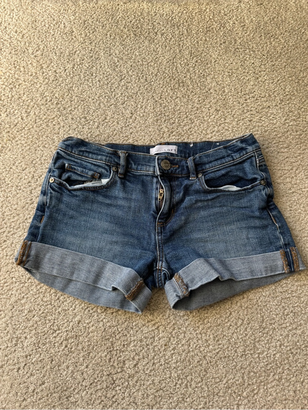 LOFT Dark Blue Cuffed Denim Shorts Jean casual summer y2k
